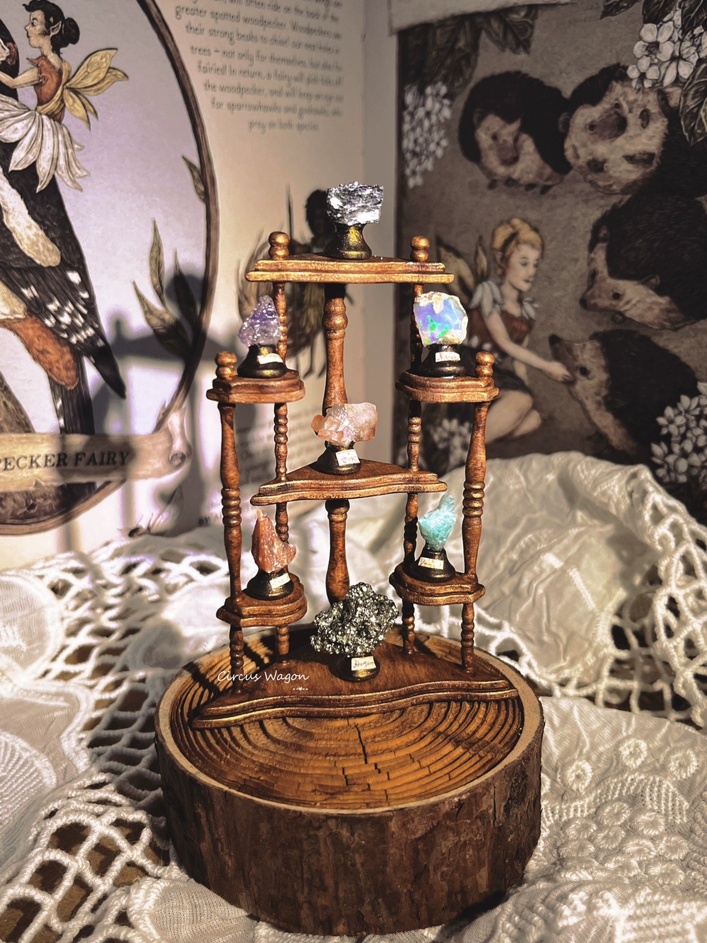 1:12 Scale Wooden Jewelry Display Cabinet Miniature Dollhouse Furniture