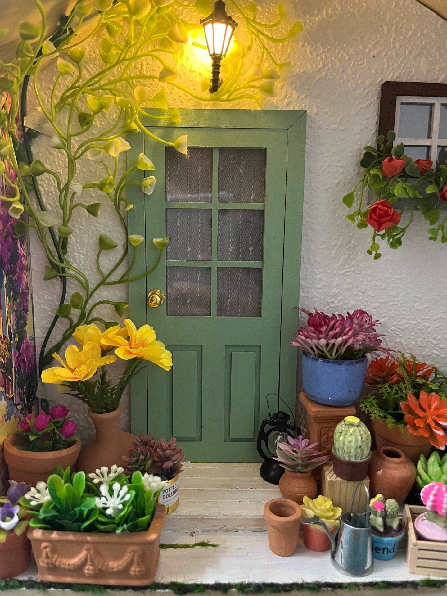 Juego de muebles de jardín para casa de muñecas en miniatura a escala 1:12, decoración para el patio delantero