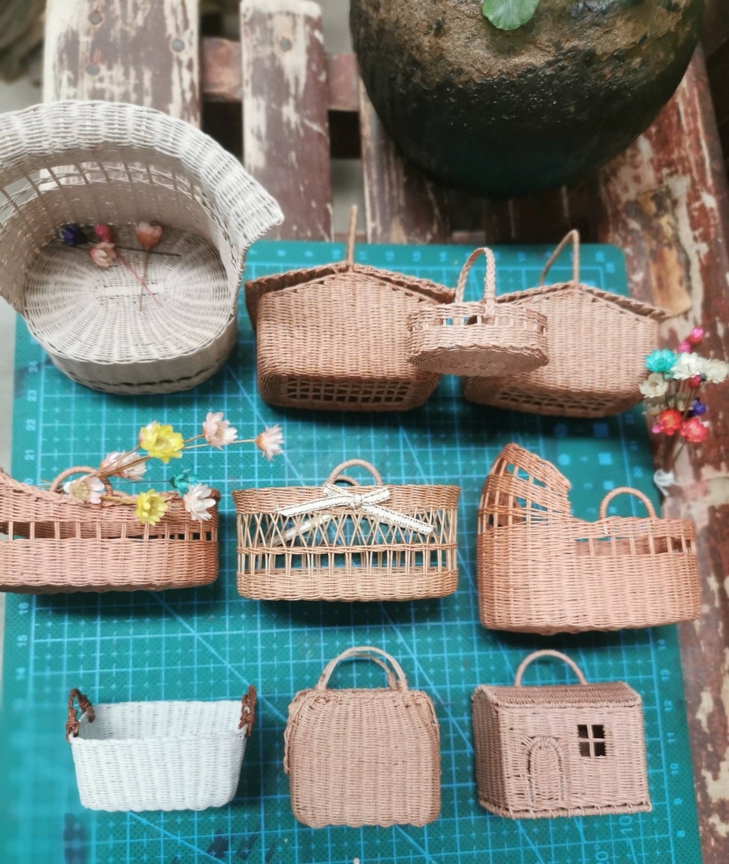 1:6 Scale Miniature Basket For Blythe And Ob11 Dolls Picnic Basket Handbag Storage Basket Dollhouse Accessory