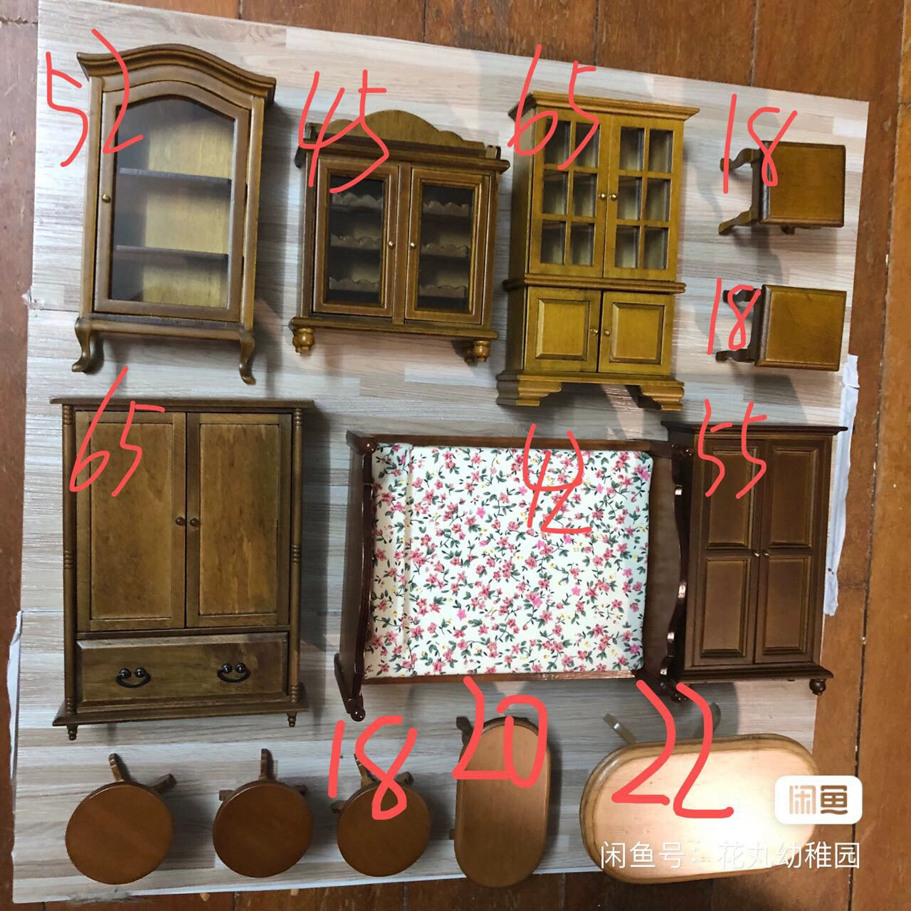 1:12 Scale Miniature Dollhouse Furniture Walnut Wooden Cabinet Set For Ob11 Dollhouse