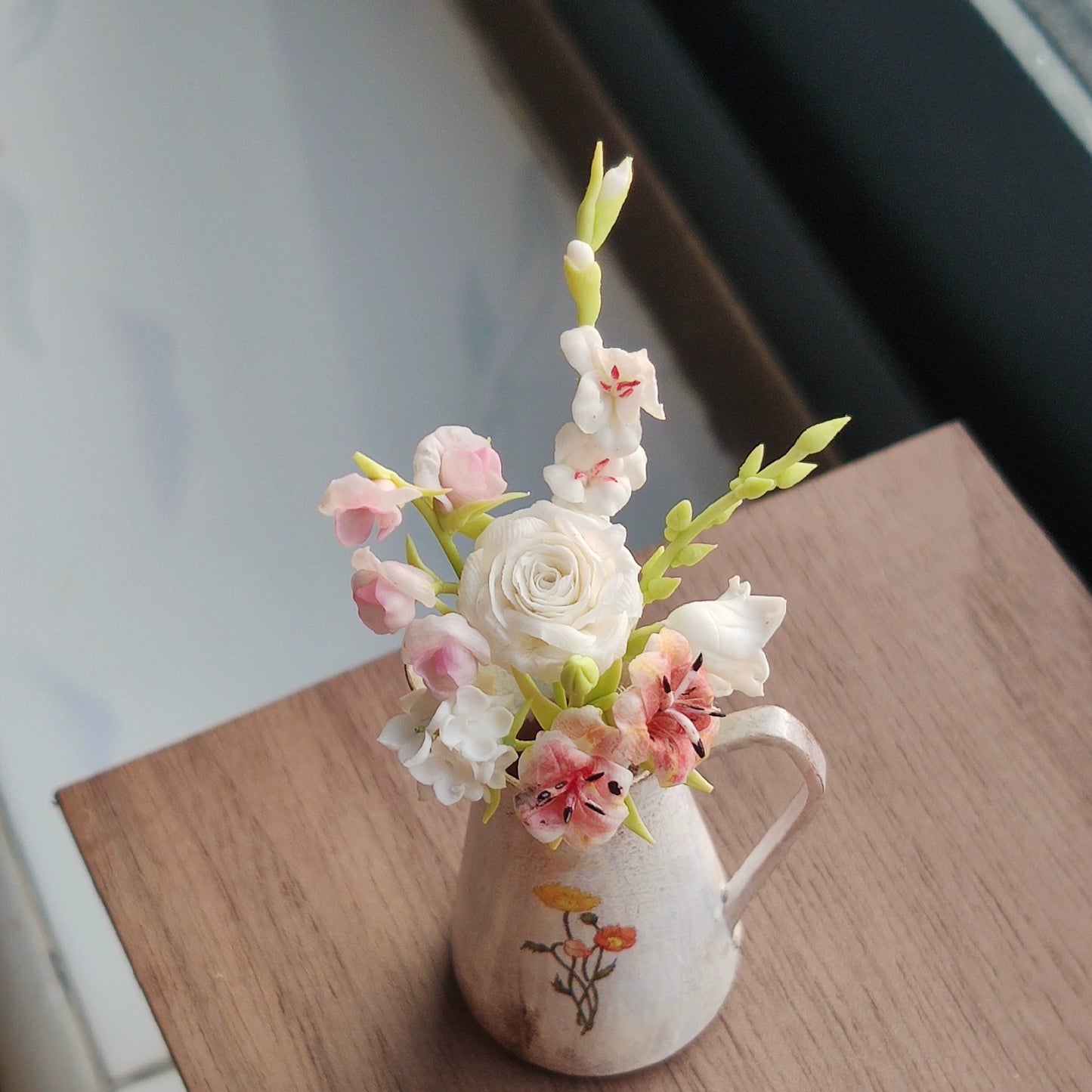 1:12 Scale Miniature Clay Flower Bouquet For Dollhouse Decor