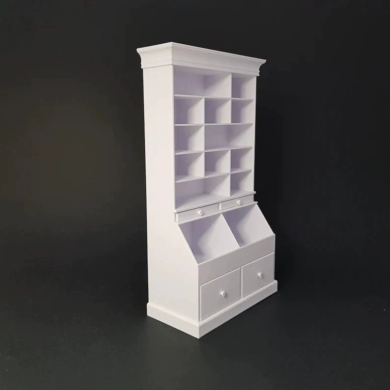 Escritorio de trabajo para casa de muñecas en miniatura a escala 1:12 con cajones, muebles en miniatura
