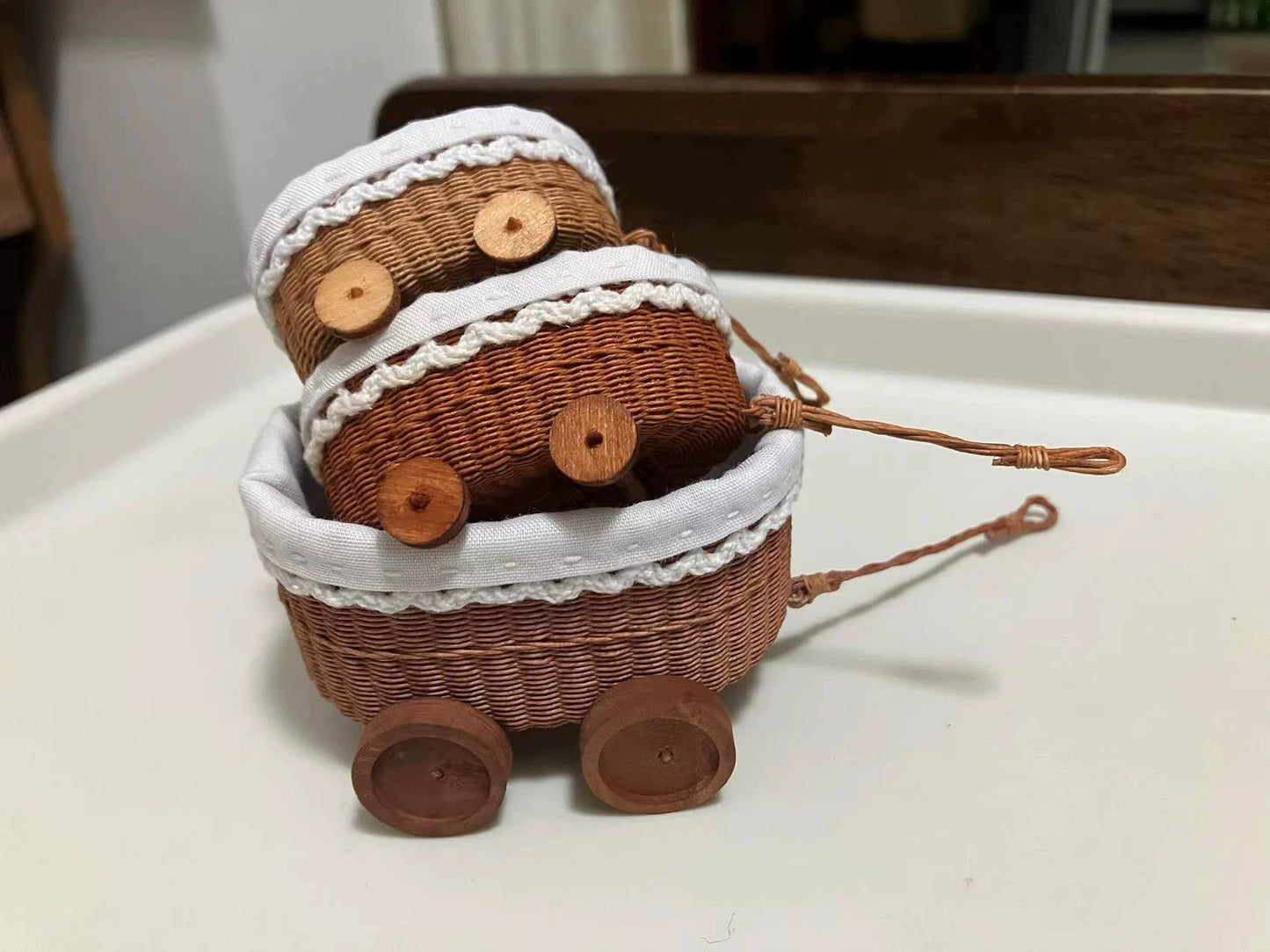 1:6 Scale 1:8 Scale Miniature Woven Rattan Baby Crib Dollhouse Furniture For Blythe Ob24 Ob11 Dolls