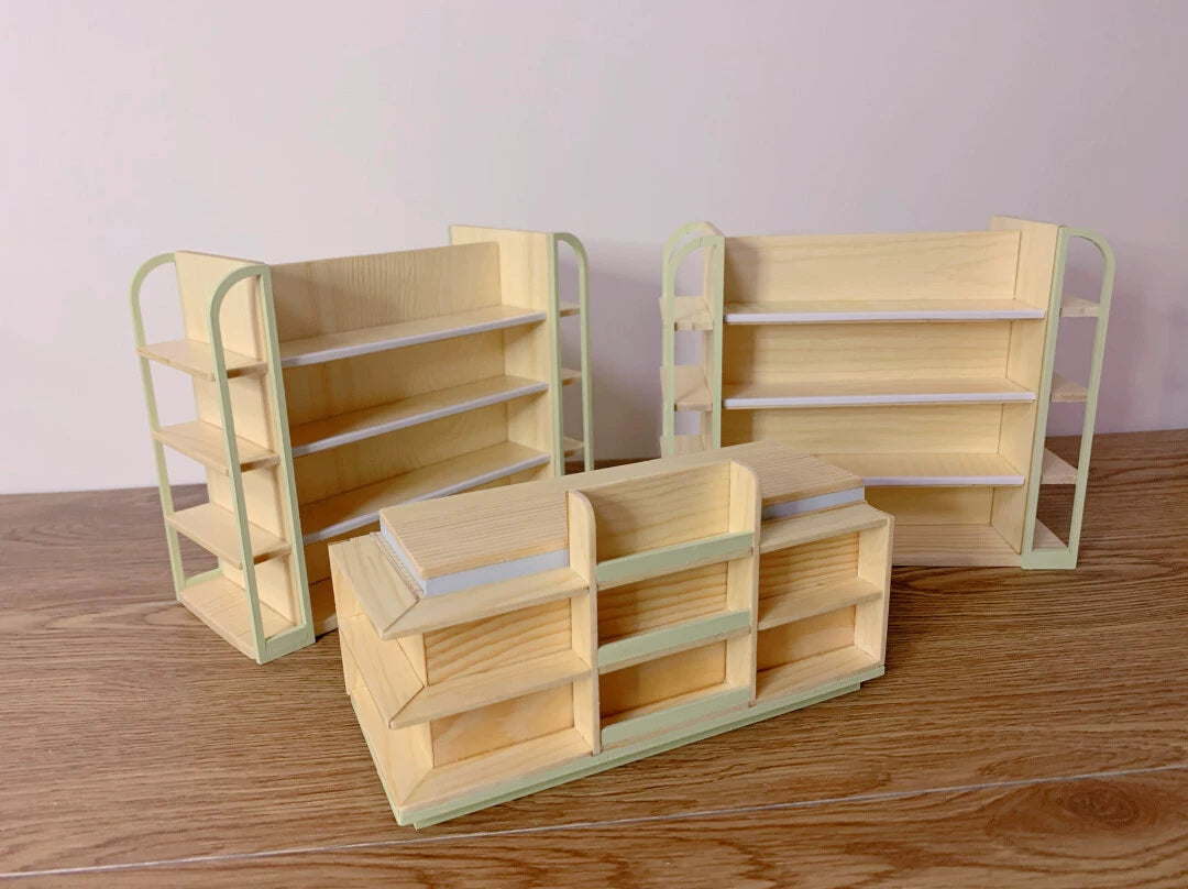 1:12 Scale Miniature Dollhouse Furniture Supermarket Shelf Cabinet Checkout Counter Storage