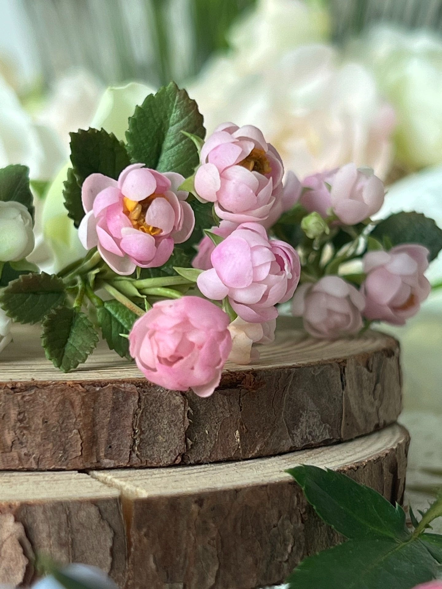 1:6 Scale White Puff Rose Miniature Flowers For Blythe Dollhouse Decor