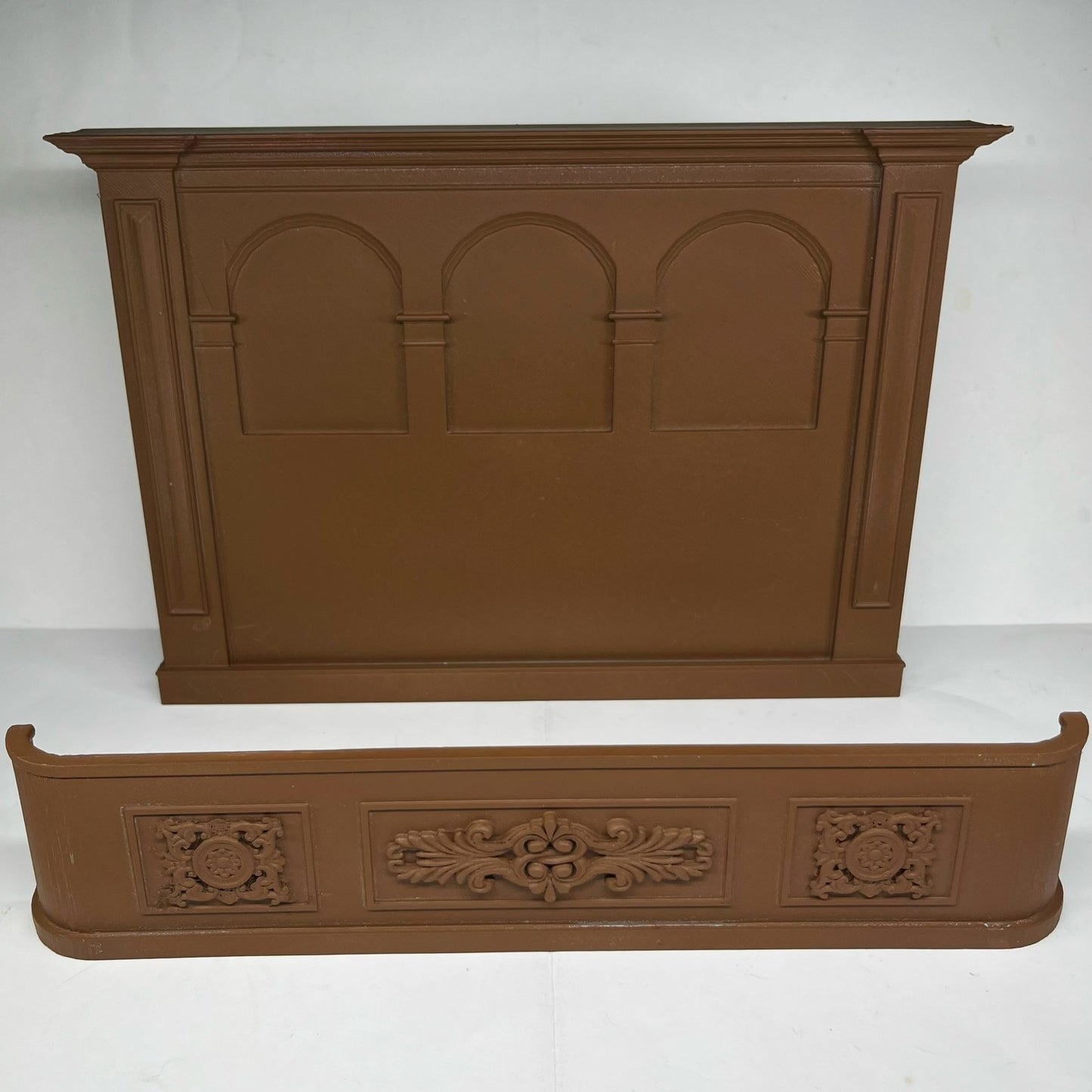 Tête de lit et pied de lit pour maison de poupée à l'échelle 1:6, meubles miniatures faits à la main