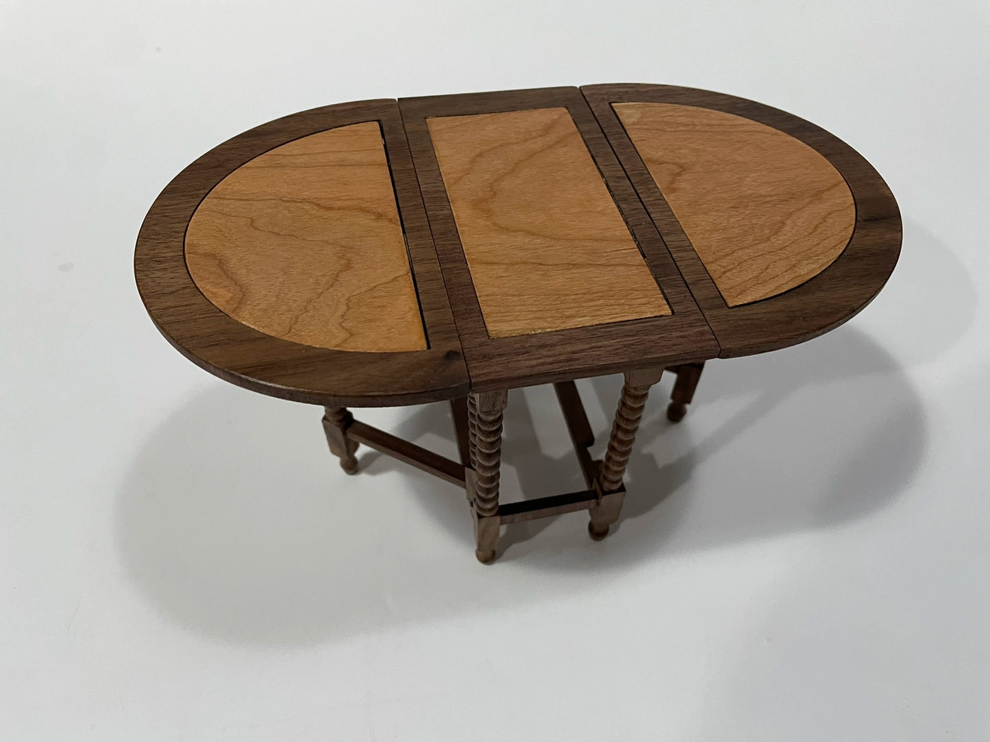 1:6 Scale Walnut Cherry Wood Folding Table Miniature Dollhouse Furniture