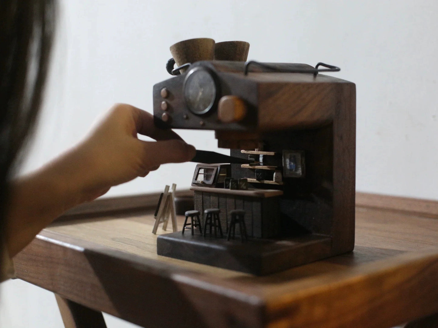 1:12 Scale Wooden Coffee Machine Miniature Dollhouse Furniture For Cafe Scene