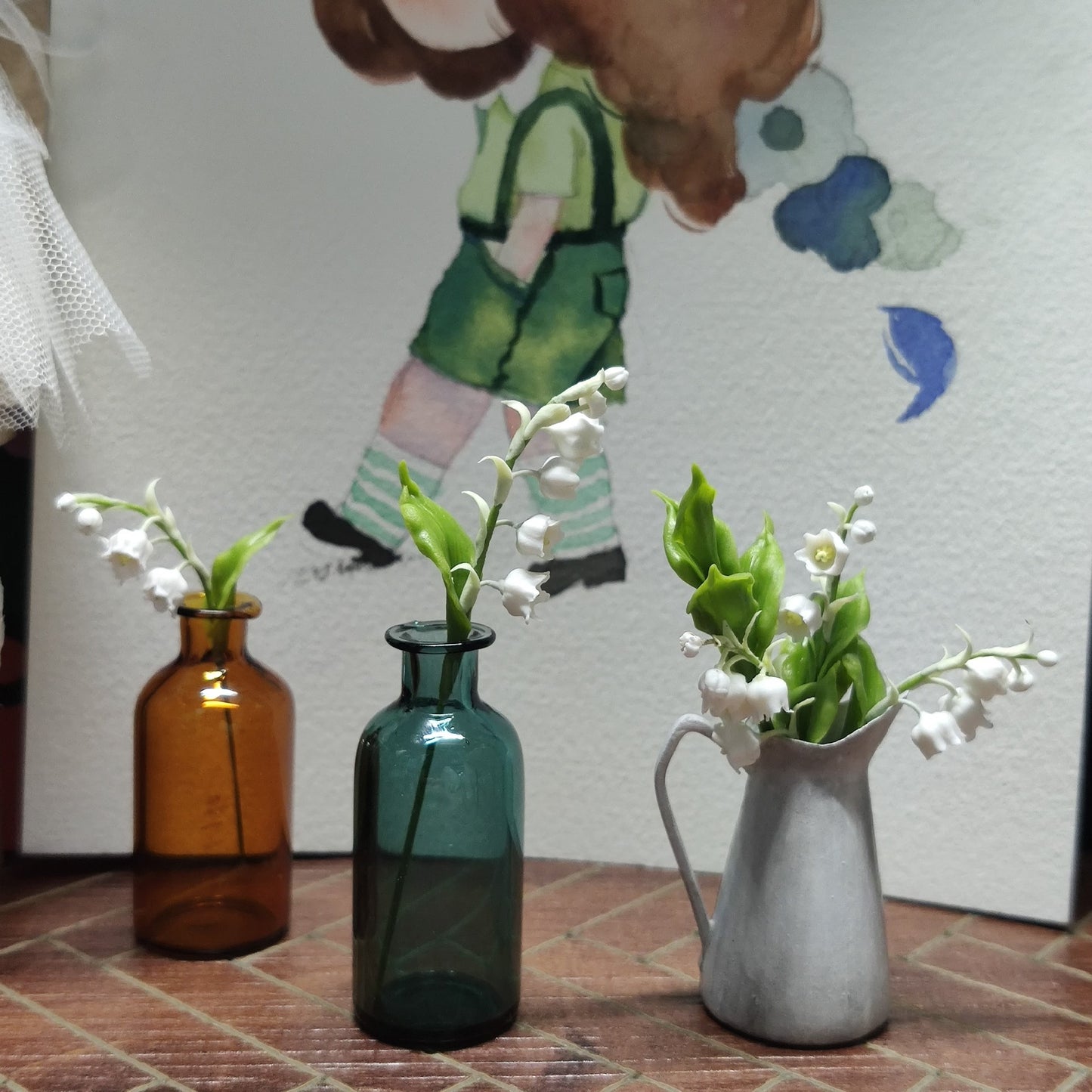 1:12 Scale Miniature Clay Lily Of The Valley Dollhouse Decor