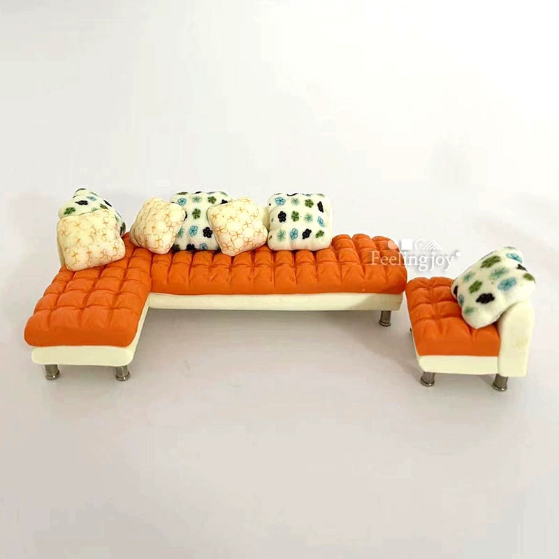 Conjunto de muebles de sala de estar para casa de muñecas en miniatura a escala 1:12, decoración de sofá para exhibición de figuras Nendoroid