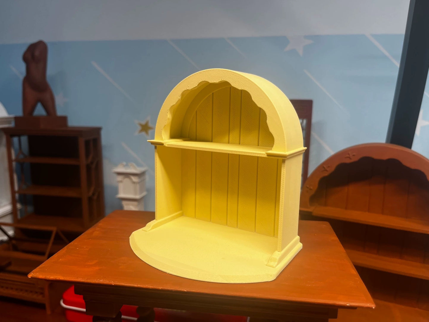 Mueble de casa de muñecas en miniatura de madera a escala 1:6, modelo blanco impreso en 3D