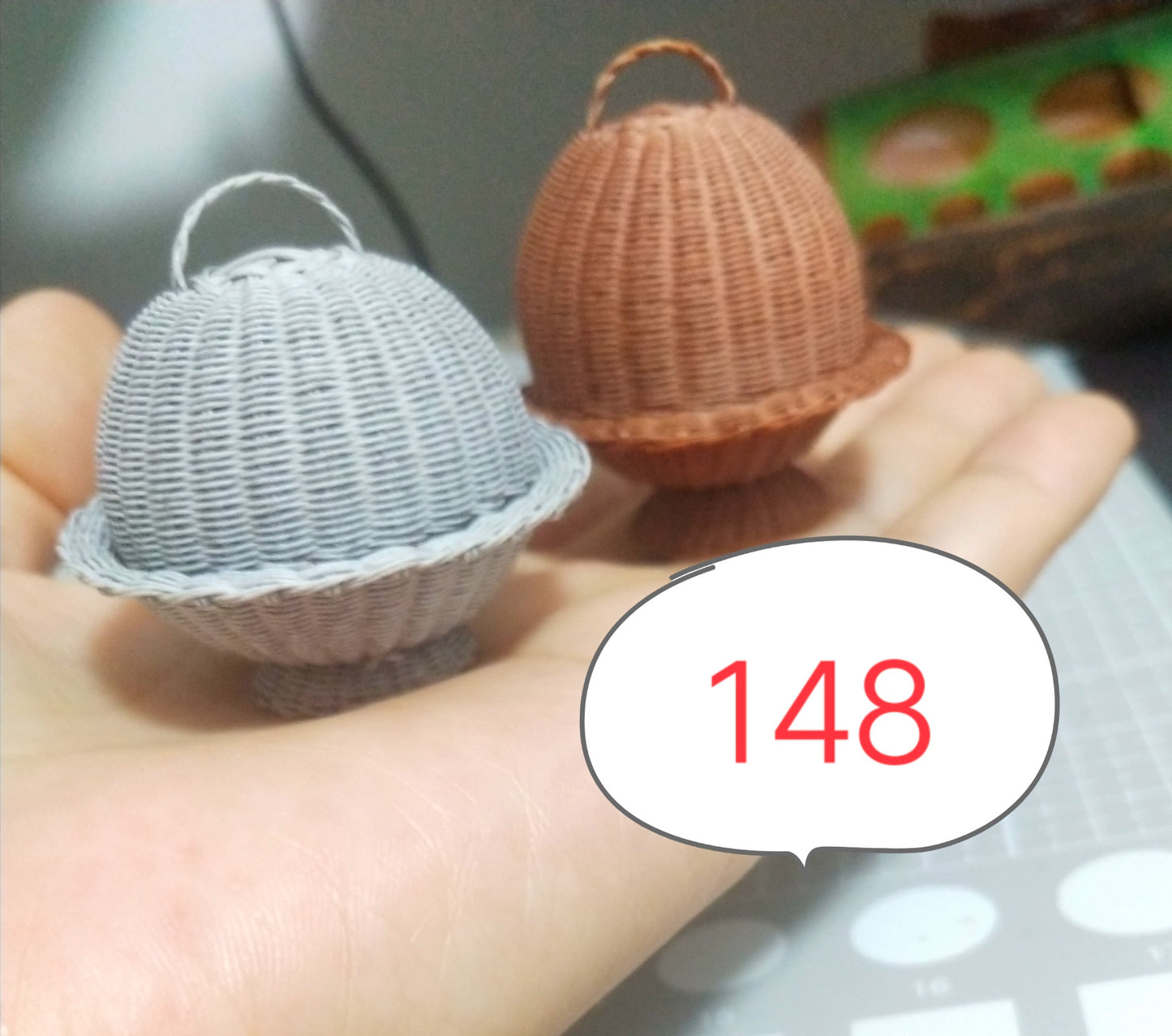 1:6 Scale Miniature Woven Basket Wall Hanging Shelf Miniature Dollhouse Accessory