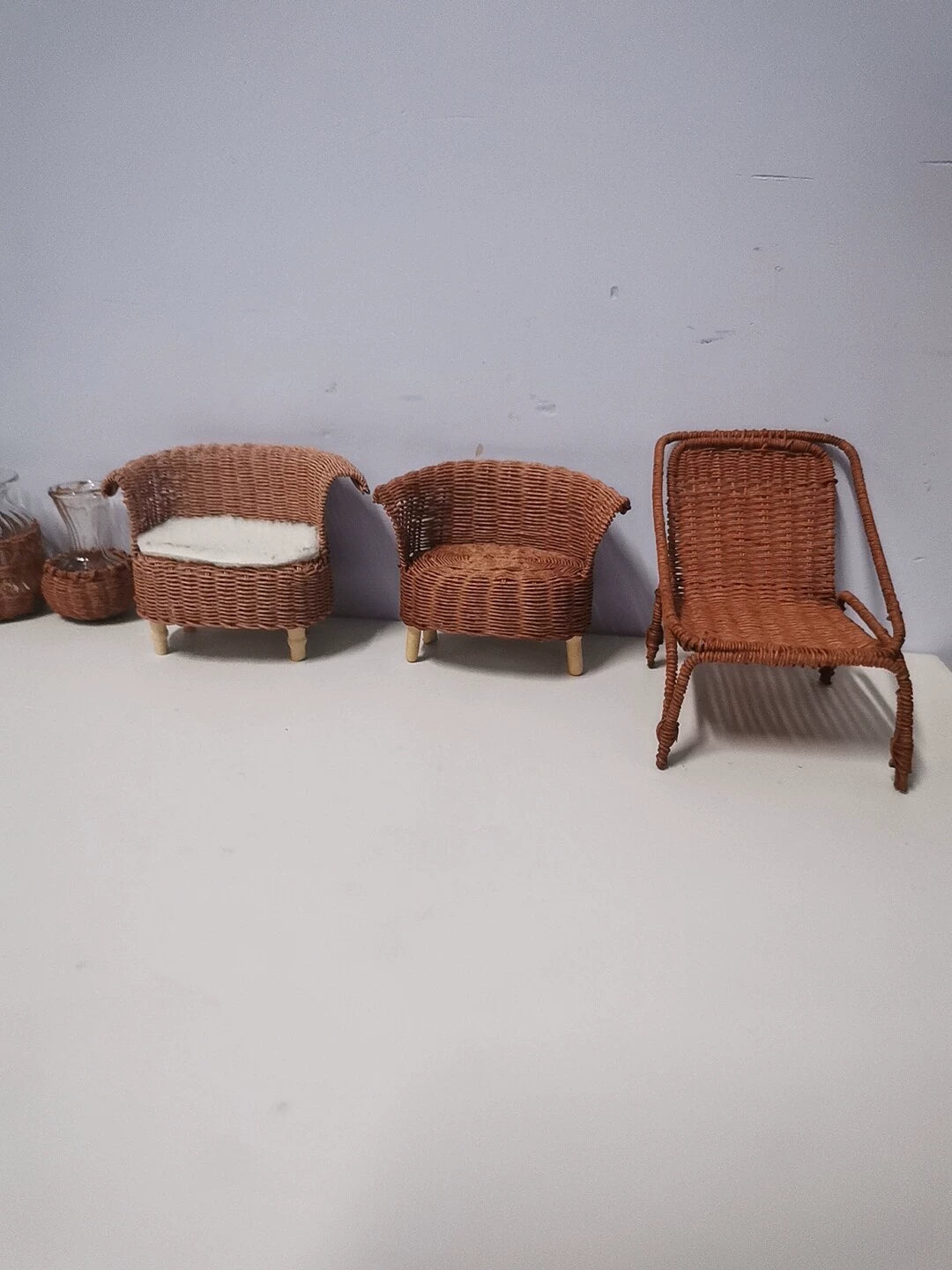 1:6 Scale Miniature Wicker Chair Dollhouse Furniture For BJD Blythe Dolls