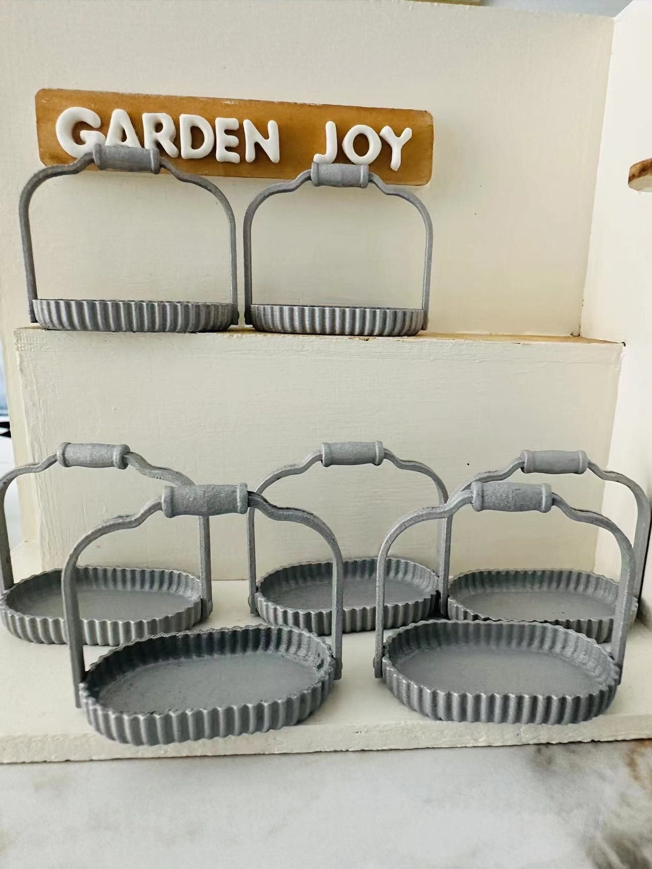 Cesta de postre de hierro en miniatura a escala 1:12, modelo de metal blanco, accesorio para casa de muñecas en miniatura