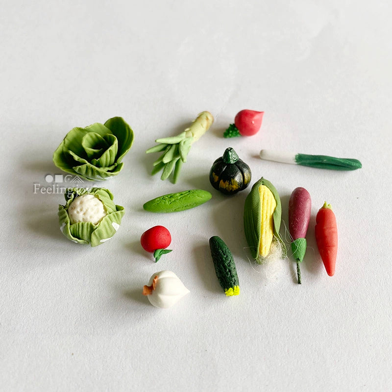 Casa de muñecas en miniatura a escala 1:12, accesorios de escena DIY a escala 1:24, accesorios de modelismo, verduras de arcilla, comida en miniatura