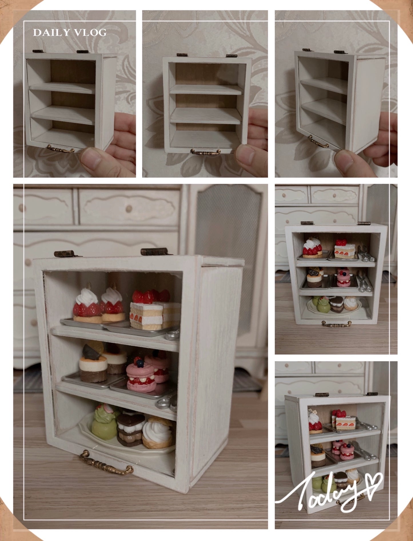 1:12 Scale Miniature Wooden Bread Cabinet Bakery Display Dollhouse Furniture Vintage Retro Miniature