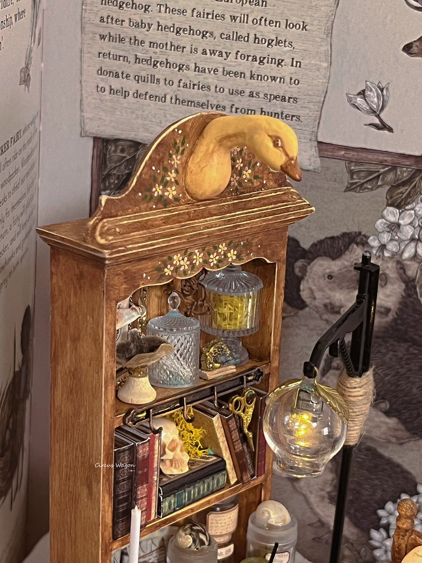 1:12 Scale Miniature Wooden Cabinet With Wise Eyes Duck Design Dollhouse Furniture