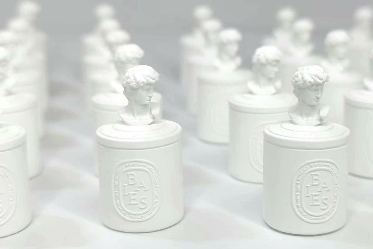 Estatua de David en miniatura a escala 1:12, taza perfumada, tarro de almacenamiento con tapa, accesorio para casa de muñecas en miniatura