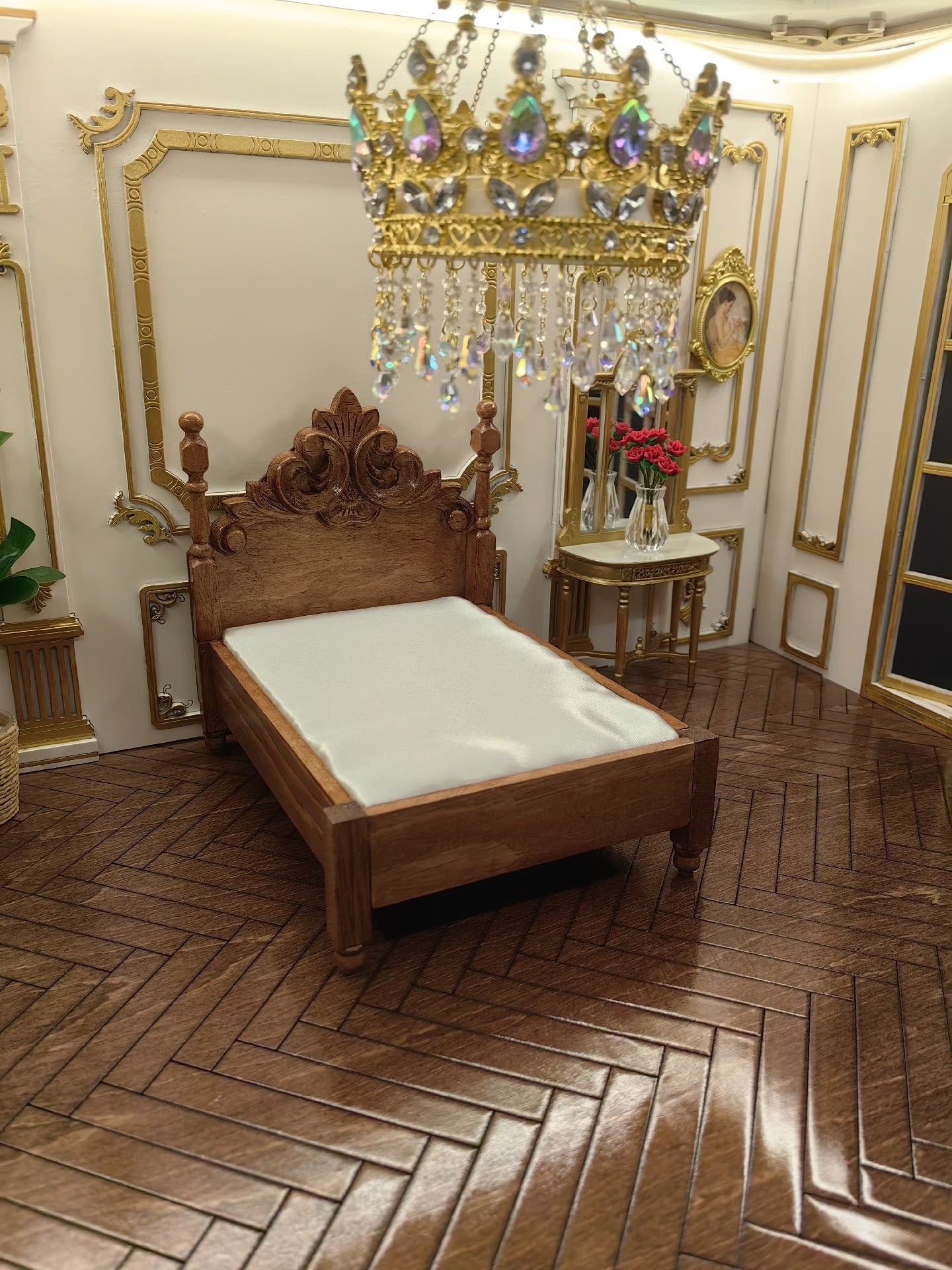 Cama para muñecas a escala 1:12, muebles en miniatura, accesorios para casa de muñecas BJD, escena de exhibición de figuras de acción