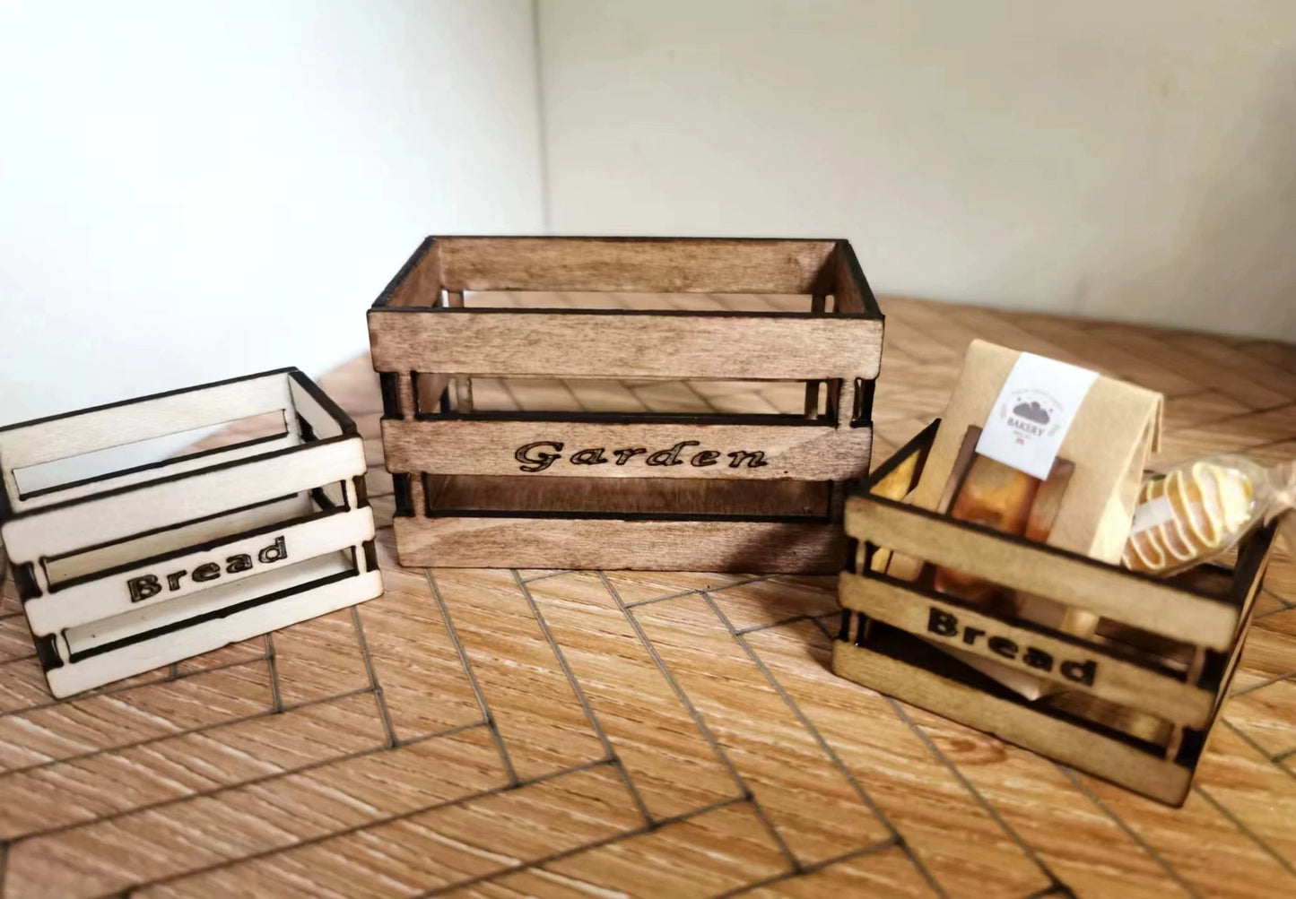 Boîte à cadre en bois à l'échelle 1:6, ensemble de nourriture miniature, accessoires de scène pour maison de poupée BJD