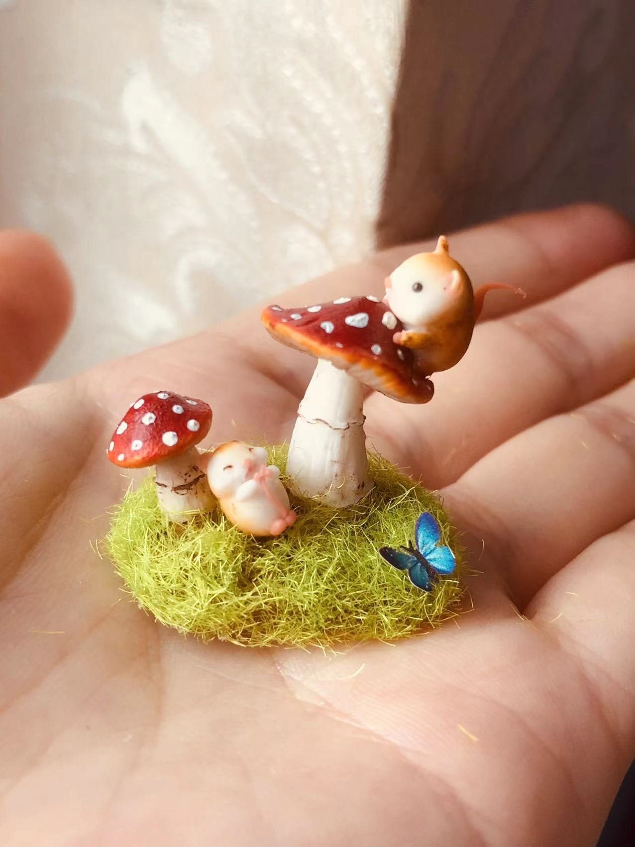 Hamster miniature en argile à l'échelle 1:12, maison de poupée, pâtisserie, scène, nourriture miniature, accessoires de jeu