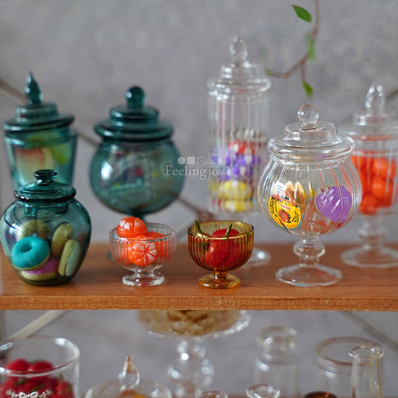 Botellas de vidrio en miniatura a escala 1:6, jarrones, vajilla, accesorios para casa de muñecas, accesorios para escenas BJD y Blythe.