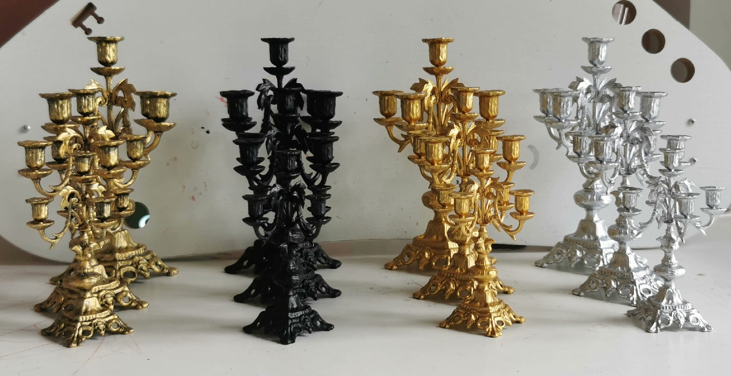 1:6 Scale Miniature Gold Five-Head Candle Holder For BJD Dollhouse Accessories