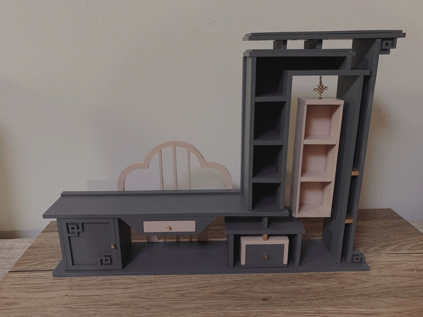 1:12 Scale Miniature TV Cabinet Chinese Style Dollhouse Furniture New Traditional Miniature Decor