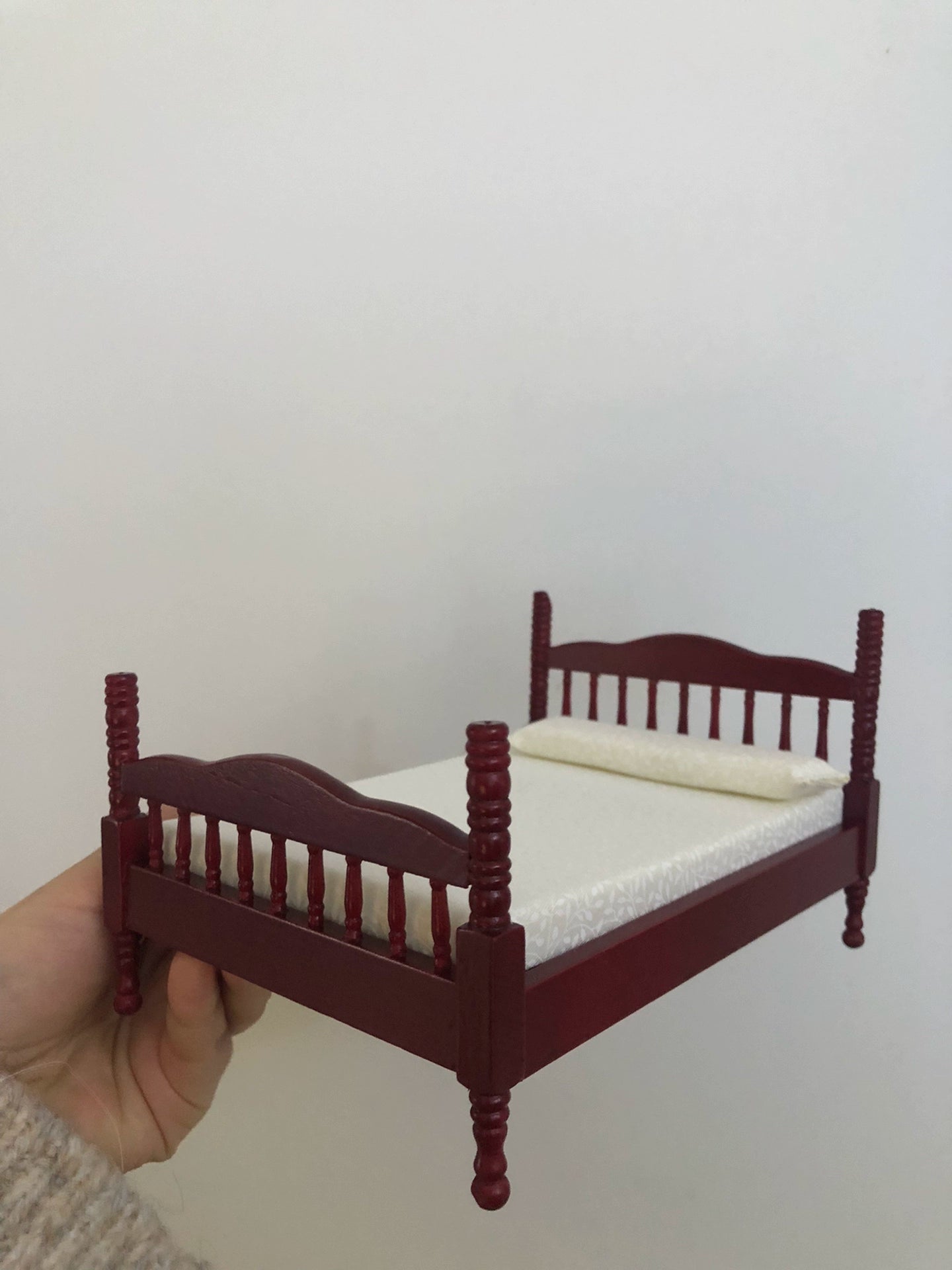 1:12 Scale Miniature Wooden Bed Single Double Dollhouse Furniture For BJD OB11