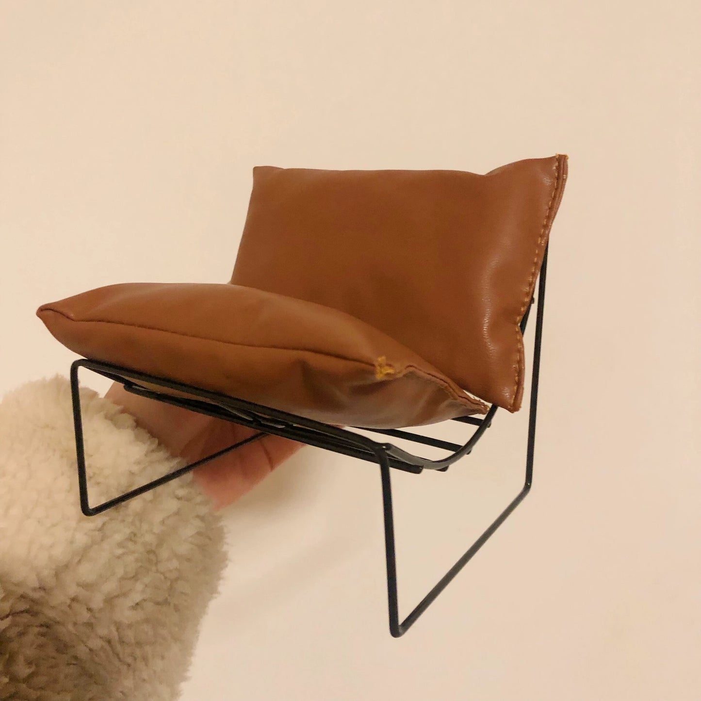 1:6 Scale Leather Sofa Nordic Style Lounge Chair BJD Dollhouse Miniature Furniture