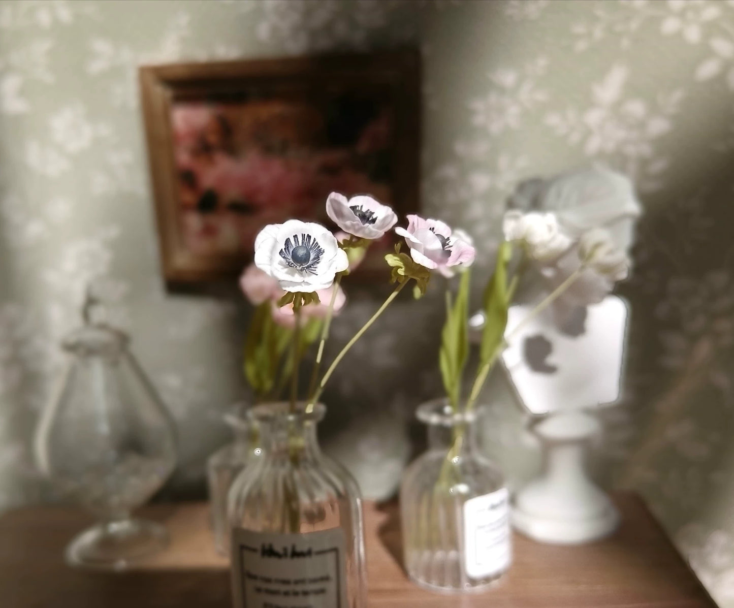 Miniatura de anémona a escala 1:12, flor de arcilla, decoración para casa de muñecas, accesorio BJD Blythe