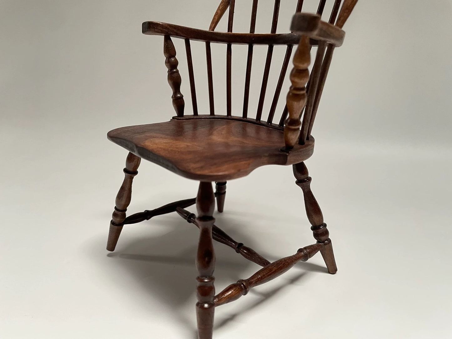 1:6 Scale Walnut Windsor Chair Miniature Dollhouse Furniture