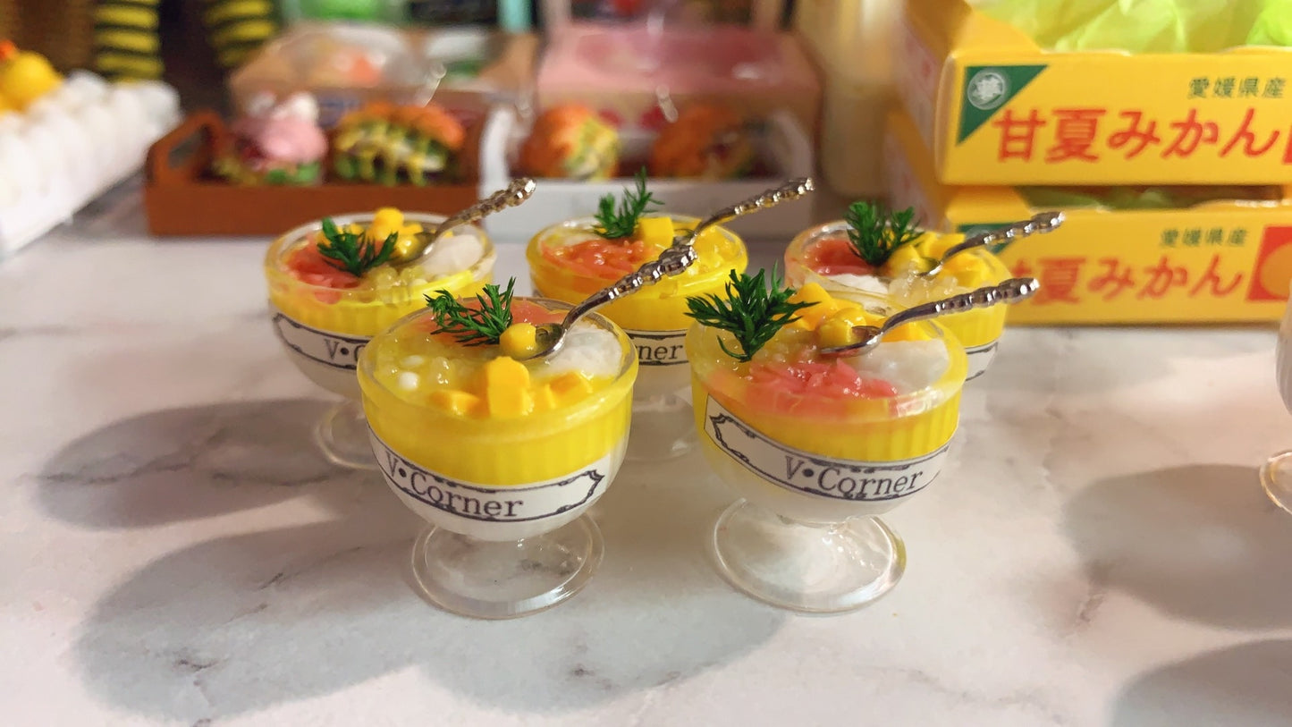 1:6 Scale Miniature Mango Pomelo Sago Dessert Dollhouse Accessory 1:12 Scale Play Food