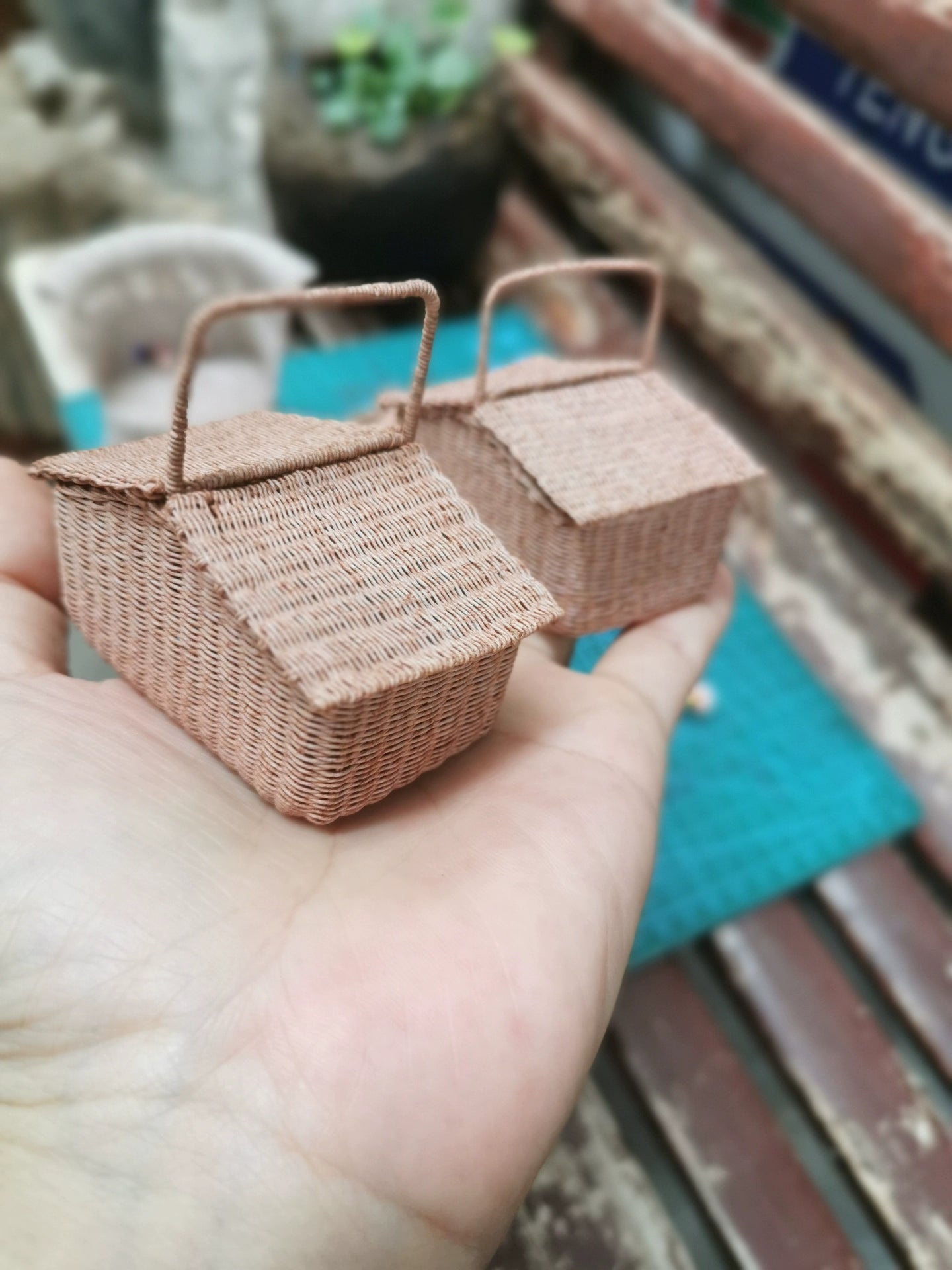 1:6 Scale Miniature Picnic Basket Woven Dollhouse Accessory For BJD Dolls