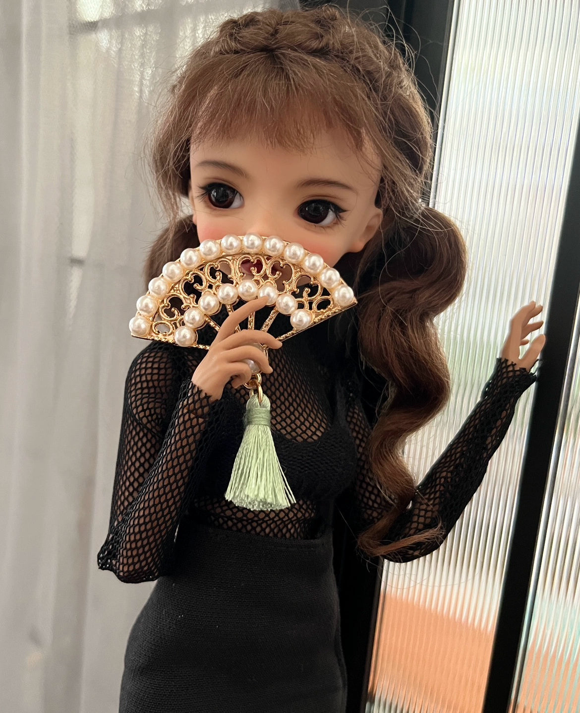 Échelle 1:12 BJD Blythe Collection d'éventails chinois miniatures Accessoires pour maison de poupée Coton Style campagnard