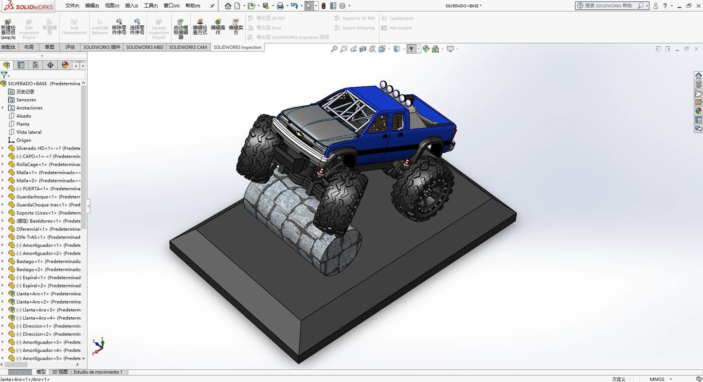 1:6 Scale Chevrolet Monster Truck Crawler 3D Design Blueprint Miniature Model