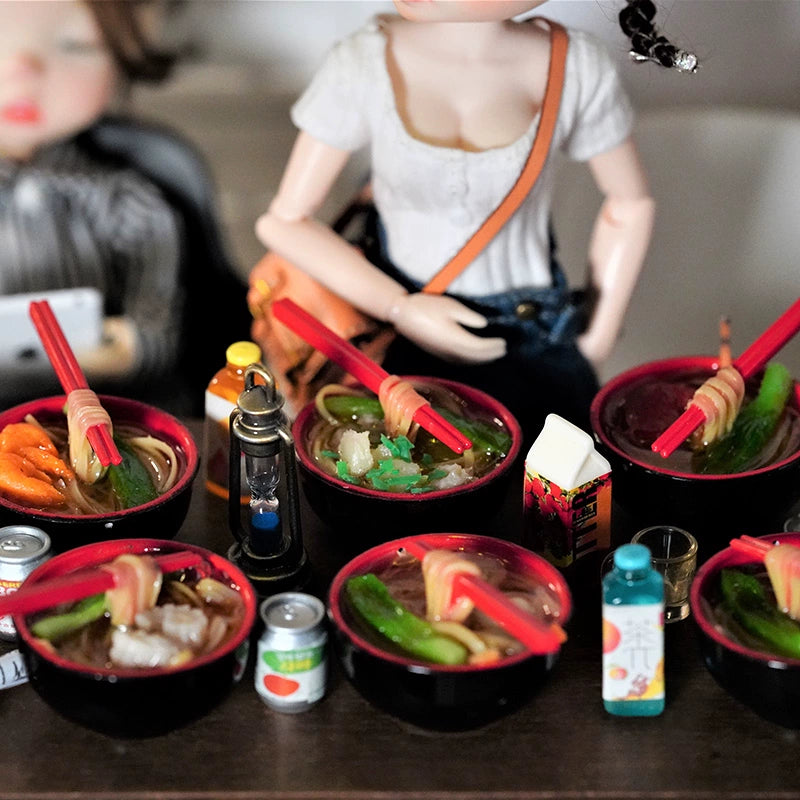 Accesorios para casa de muñecas en miniatura BJD Blythe a escala 1:6, juego de comida, simulación, postre occidental, pastel, tazón, fideos, arena.