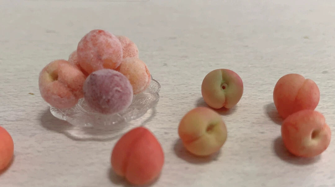 1:12 Scale Miniature Fuzzy Peach Set Of 3 Handmade Dollhouse Decor No Returns