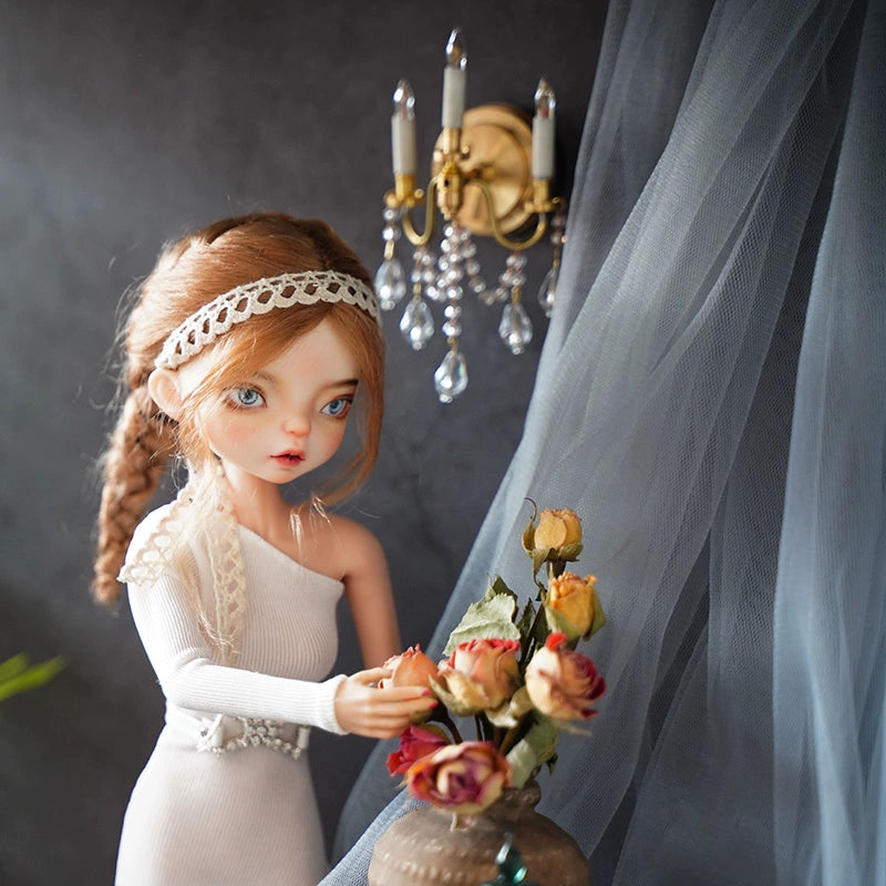 Lámpara de pared de cristal en miniatura a escala 1:6 para casa de muñecas BJD, escena Blythe, accesorios de muebles en miniatura