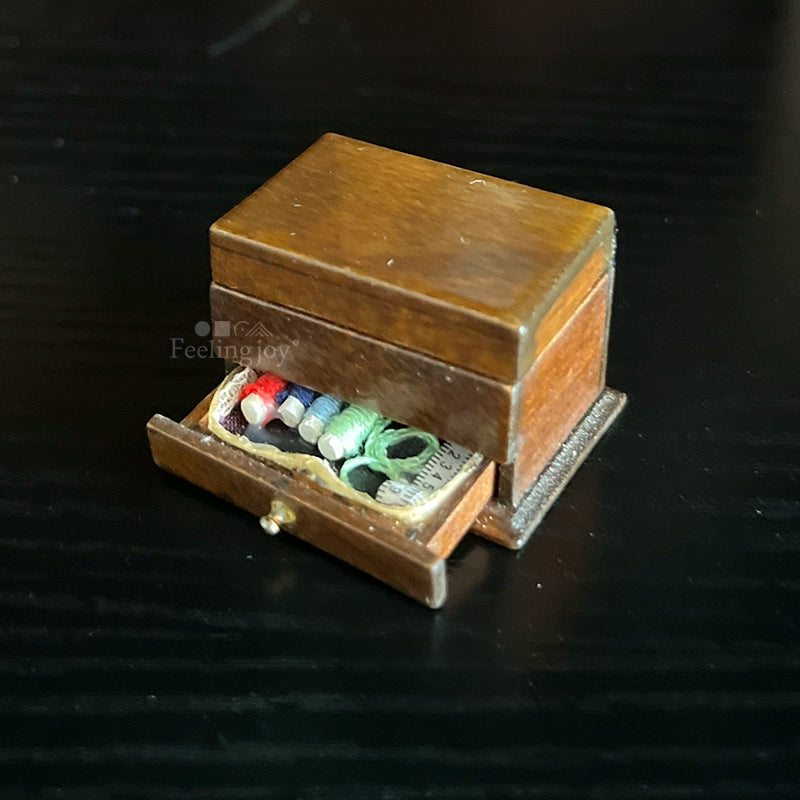 1:12 Scale Miniature Dollhouse Wooden Sewing Box Miniature Furniture For BJD Ob11 GSC Dolls