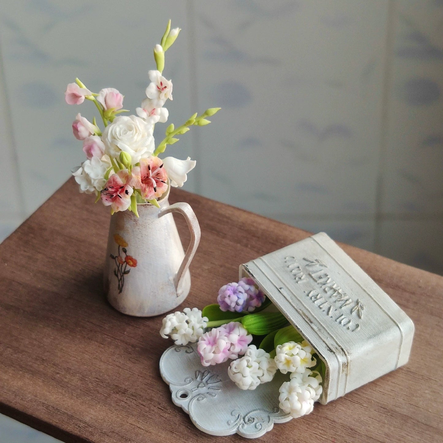 1:12 Scale Miniature Clay Flower Bouquet For Dollhouse Decor