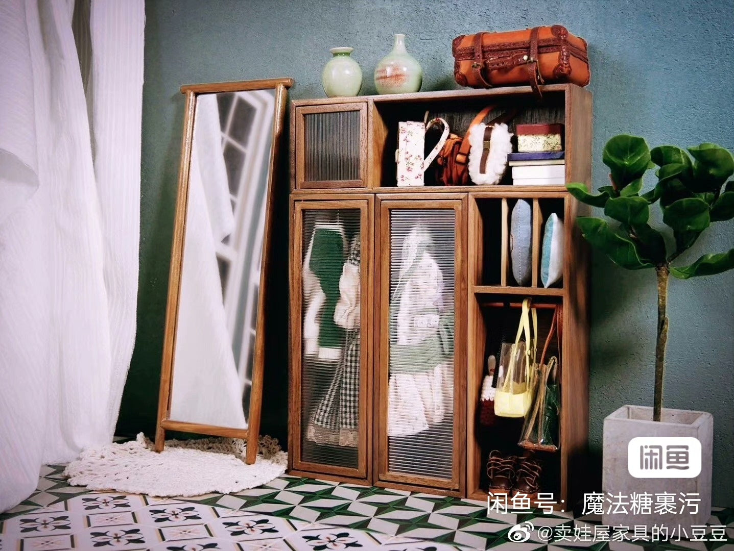 1:6 Scale Wooden Cabinet Miniature Dollhouse Furniture For Blythe And Ob11 Dolls With Multiple Play Options