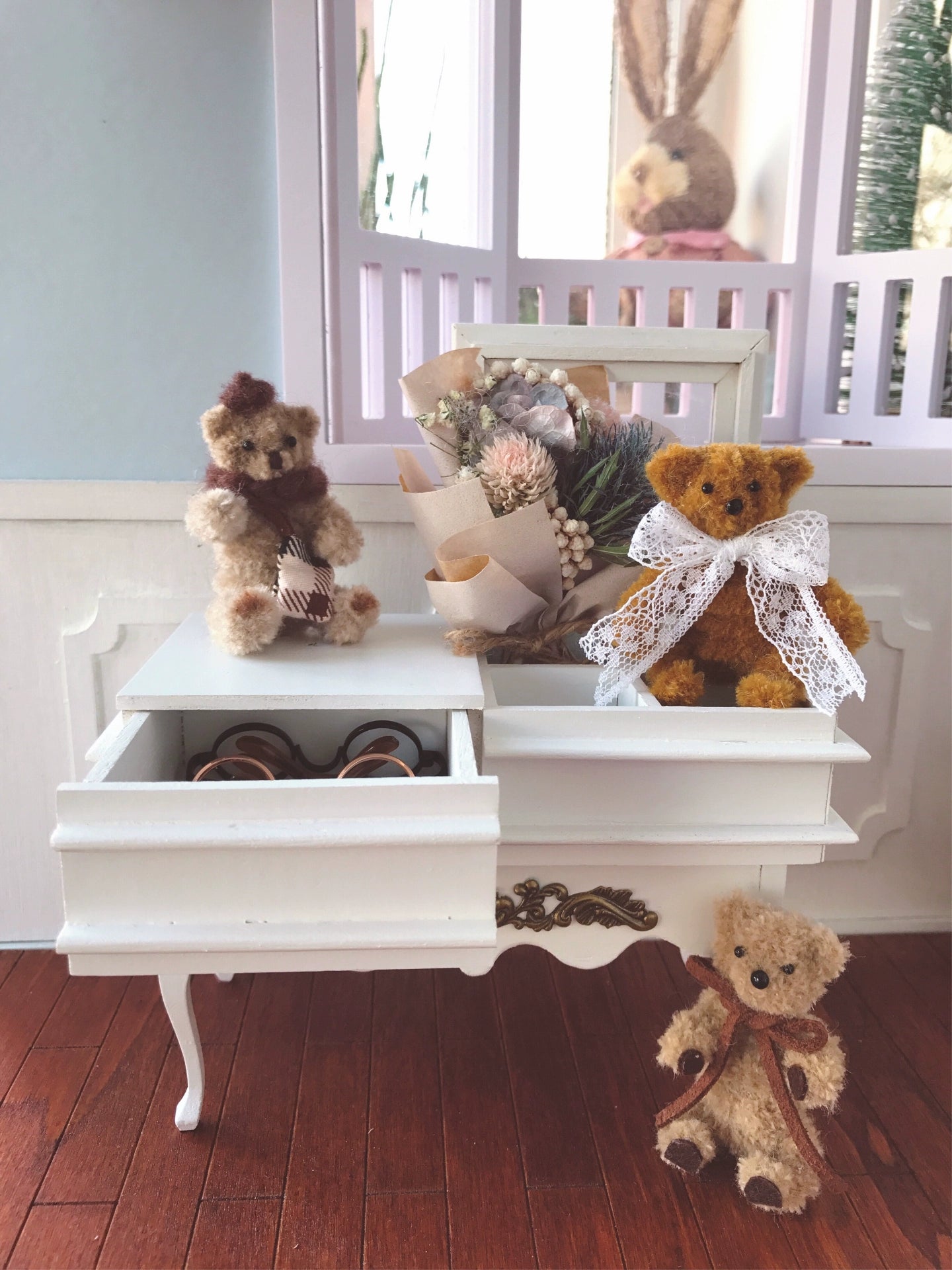 1:6 Scale Wooden Display Cabinet Miniature Dollhouse Furniture For BJD Blythe Dolls