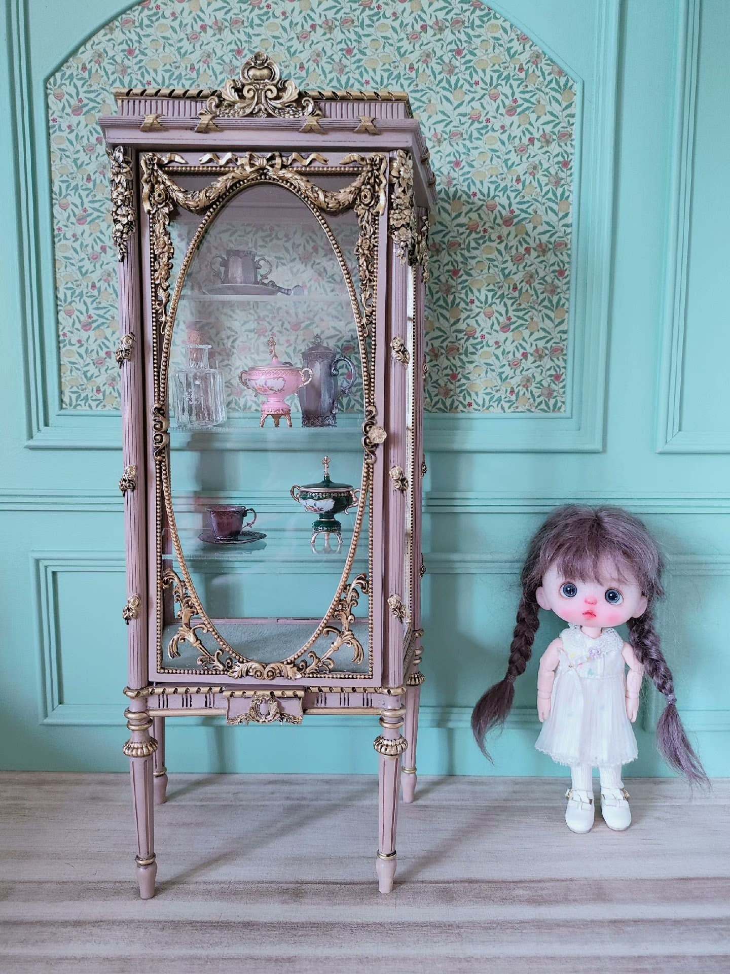 Gabinete de madera a escala 1:12, casa de muñecas en miniatura, mueble de almacenamiento, decoración para sala de estar