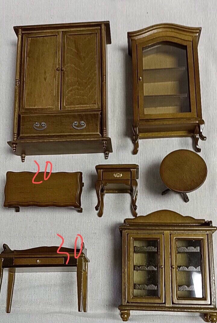 1:12 Scale Miniature Dollhouse Furniture Walnut Wooden Cabinet Set For Ob11 Dollhouse