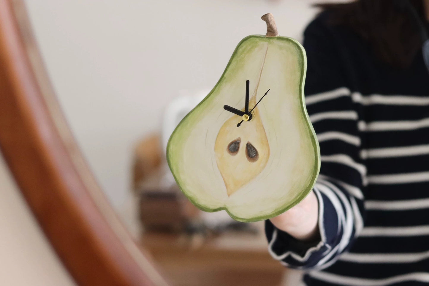 1:12 Scale Handmade Pear Shaped Miniature Clock For Dollhouse