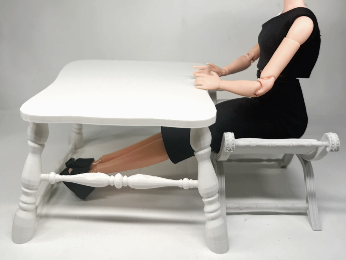 Mesa de centro de madera a escala 1:6, muebles de casa de muñecas en miniatura para sala de estar