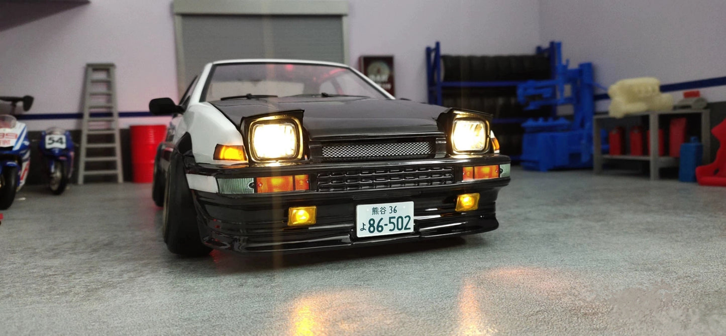 Carrocería de coche RC a escala 1:10 Fujiwara Tofu Shop AE86, modelo en miniatura