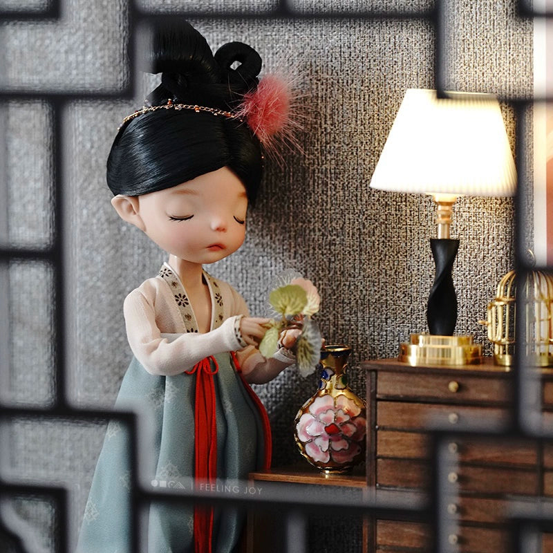 Lampe de table miniature rétro à thème BL, échelle 1:6 et échelle 1:12, avec lumière changeante de couleur rechargeable par USB, accessoires de scène pour maison de poupée BJD SD
