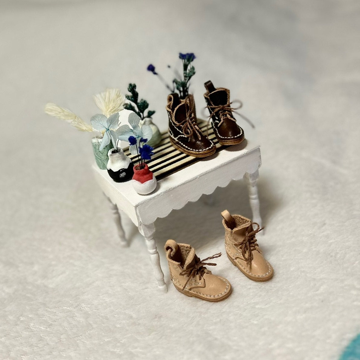 1:6 Scale Brown Boots For BJD Dolls Miniature Shoes